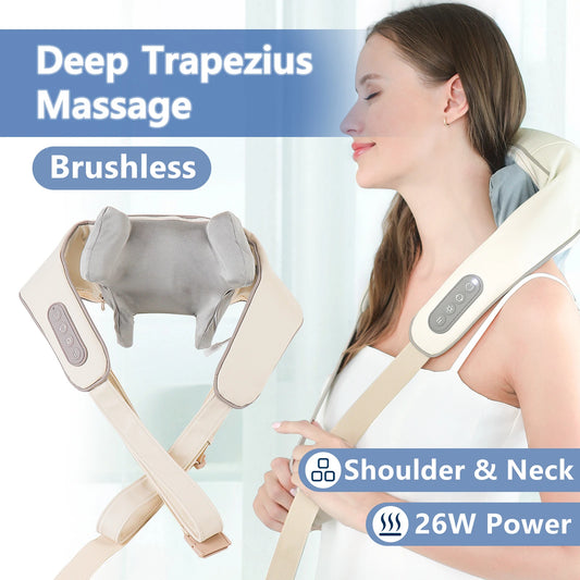Foreverlily Wireless Neck And Back Massager Neck And Shoulder Kneading Massage Shawl Neck Cervical Relaxing Trapezius Massager