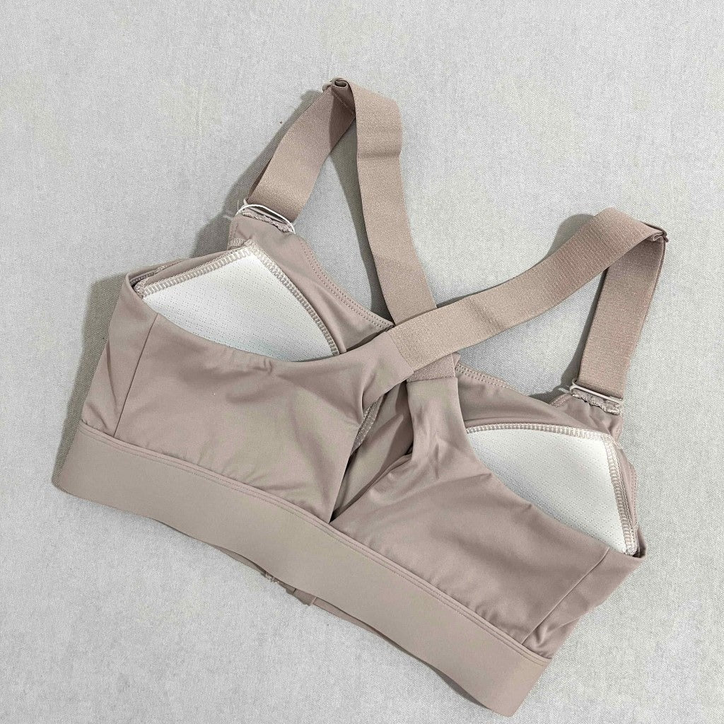 Women's Zipper Front High-Strength Support Adjustable Straps Cross Back Short Fitness Sports Bra