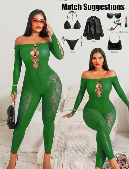 Sexy Outfit Rhinestone Body Suits Cut Out Jumpsuit